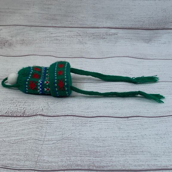 Knit Stocking Hat Christmas Tree Ornament or Holiday Decoration Pom Pom 10"L - Picture 3 of 14